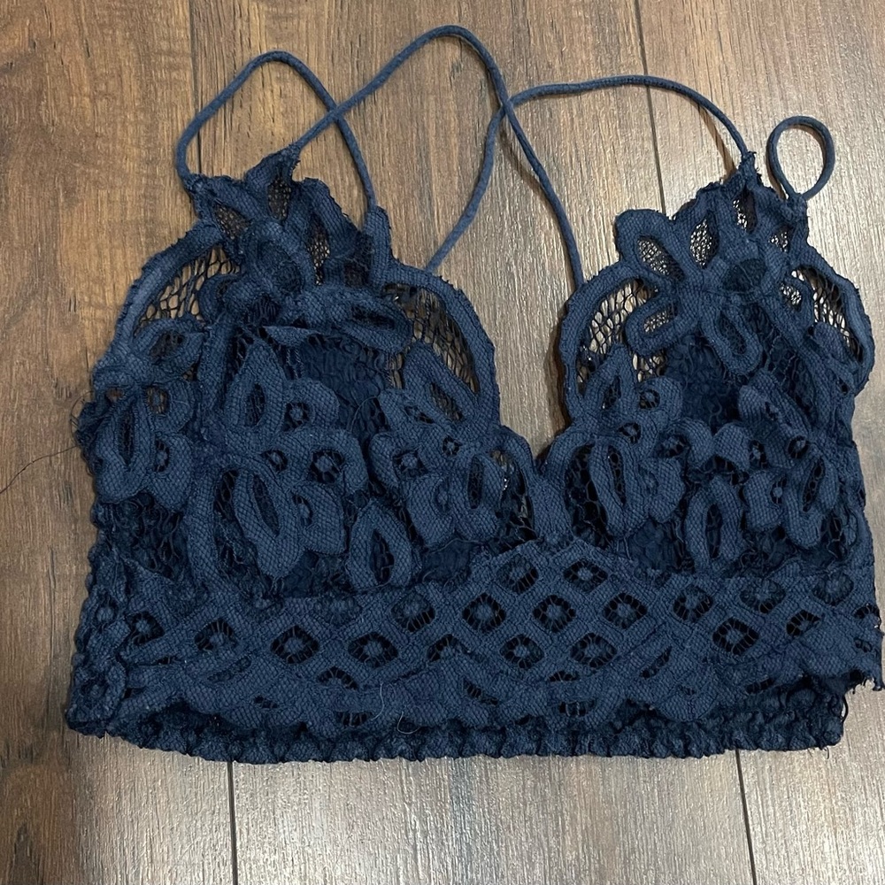 Elegant Navy Lace Bralette